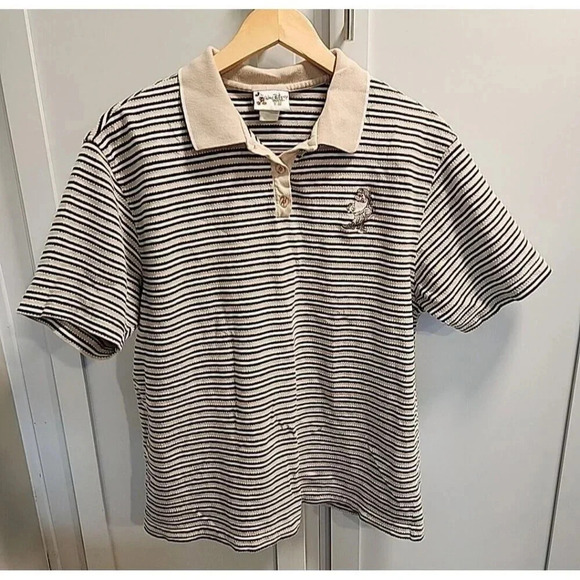 Disney Tops - Vtg Walt Disney World Women's Polo Striped Golf Grumpy Seven Dwarfs Sz S Cotton